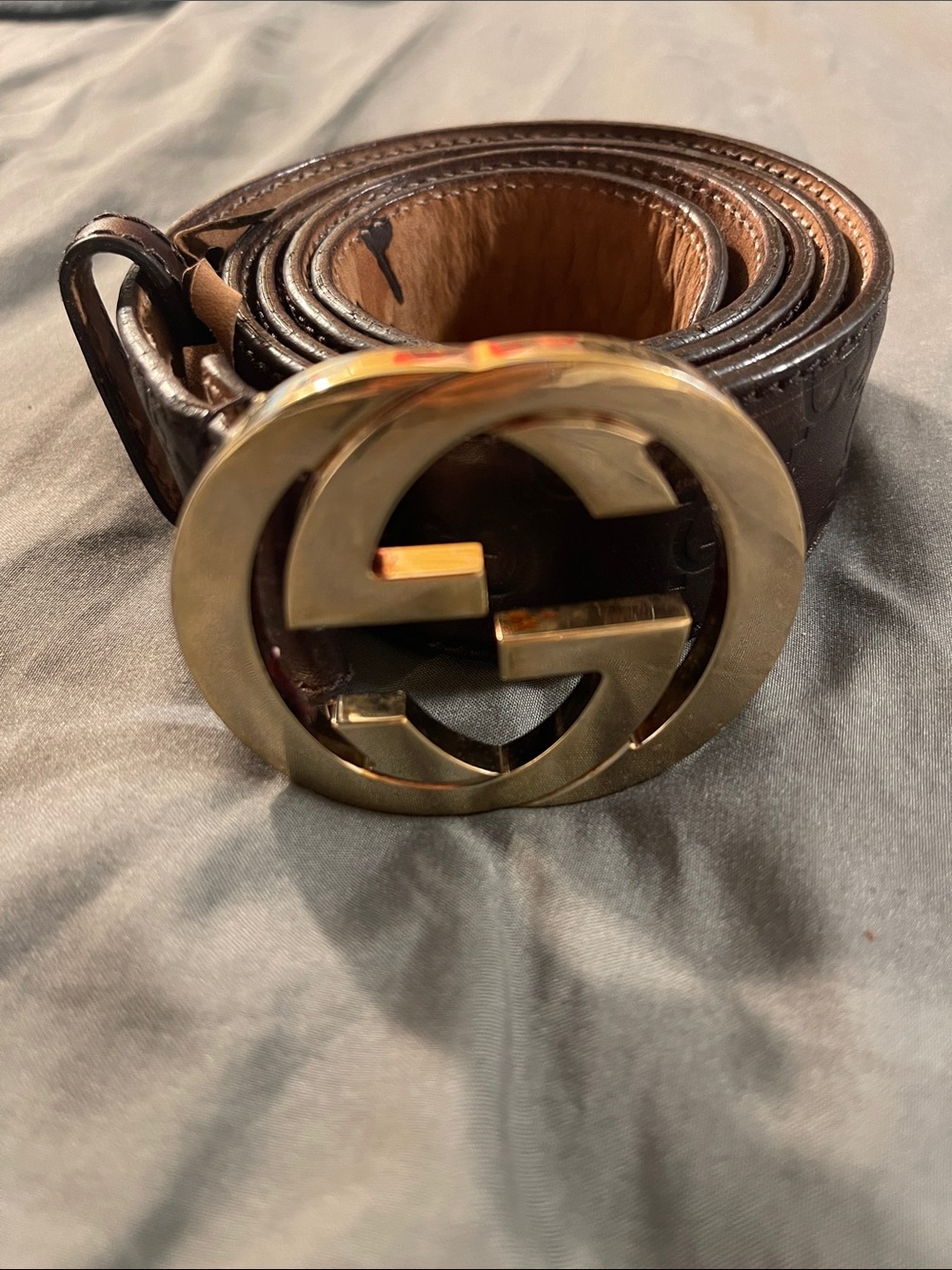 Gucci Brown Leather belt with Embossed Logo